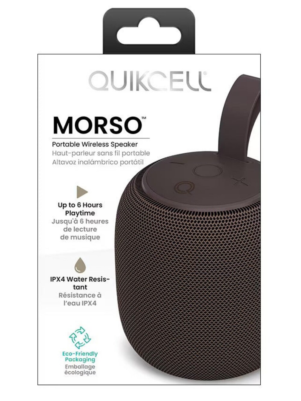 New Quikcell MORSO Portable Wireless Speaker Water Resistant Black Travel Sport